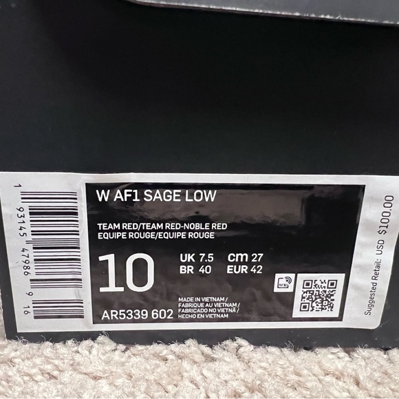 Nike Airforce 1 Platform *Crimson/Burgundy color - Picture 3 of 5